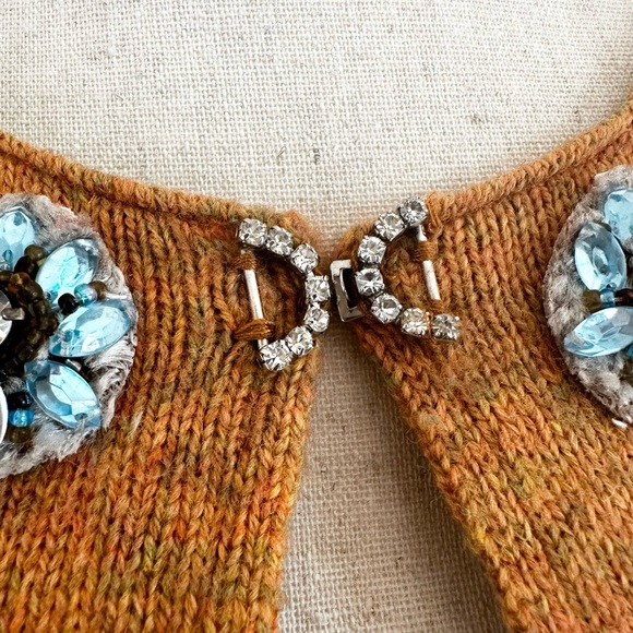One Girl Who Cardigan Sweater Womens Medium Rhinestone Embellished Wool Blend - Picture 6 of 13